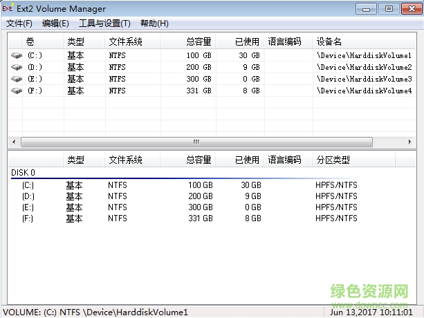 Windows下读写Linux分区Ext4的驱动程序：Ext2Fsd v0.68 Ext2VolumeManager(Ext2/Ext3文件读写)V0.68绿色汉化版